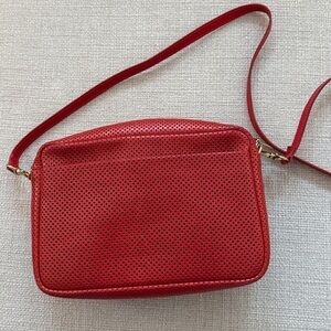 Clare V Red Crossbody Marisol Sac perforated leather Bag
